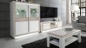 Meble Forte CANNE CQNK231B-C141 Komoda półki + szuflady Biały/Dąb Meble Forte CANNE CQNK231B-C141 Komoda półki + szuflady Biały/Dąb