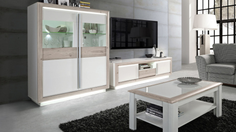 Meble Forte CANNE CQNT131B-C141 Szafka RTV Biały/Dąb Meble Forte CANNE CQNT131B-C141 Szafka RTV Biały/Dąb