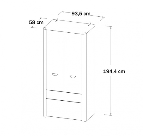 Meble Forte YOOP YPS82-Q41 Szafa ubraniowa dwudrzwiowa Dąb sonoma/Szary Meble Forte YOOP YPS82-Q41 Szafa ubraniowa dwudrzwiowa Dąb sonoma/Szary