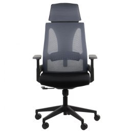 Fotel obrotowy OLTON H SZARY - krzesło biurowe do biurka - TILT, ZAGŁÓWEK