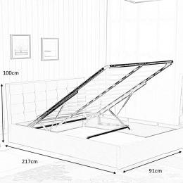 HALMAR łóżko PADVA 90cm z pojemnikiem popielaty