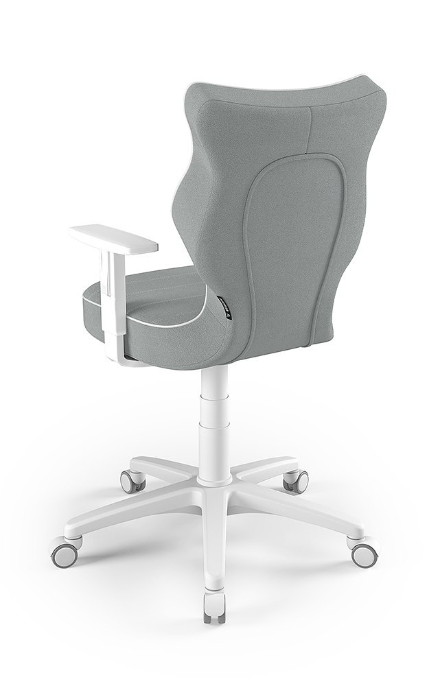 OD RĘKI -Entelo Duo Biały/Szary JS03 rozmiar 5 - DOBRE KRZESŁO dla kręgosłupa, ortopedyczne - fotel obrotowy do biurka