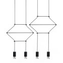 LAMPA WISZĄCA LED FLUSSO LINE 4 CZARNA KLOSZE SZKŁO SATYNOWE King Home LAMPA WISZĄCA LED FLUSSO LINE 4 CZARNA KLOSZE SZKŁO SATYNOWE King Home