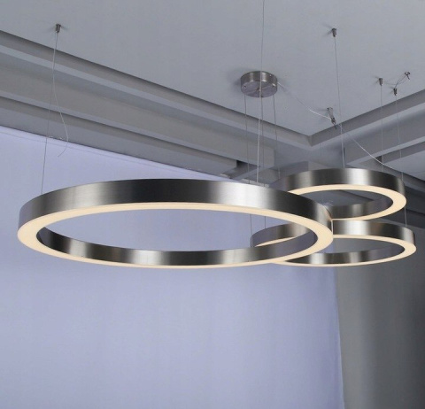 King Home Lampa wisząca RING 60 srebrna - LED stal nierdzewna polerowana na wysoki połysk osłona tworzywo mleczny King Home Lampa wisząca RING 60 srebrna - LED stal nierdzewna polerowana na wysoki połysk osłona tworzywo mleczny