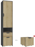 REGAŁ Z KONTENERKIEM WYSUWANYM NA KÓŁKACH MEBLE MŁODZIEŻOWE NANO System NA3 Meblar - Grafit / Dąb Riviera LAMINAT OBRZEŻA ABS REGAŁ Z KONTENERKIEM WYSUWANYM NA KÓŁKACH MEBLE MŁODZIEŻOWE NANO System NA3 Meblar - Grafit / Dąb Riviera LAMINAT OBRZEŻA ABS