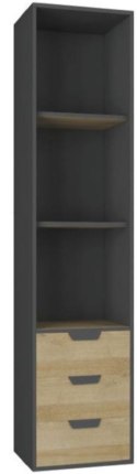 REGAŁ MŁODZIEŻOWY Z SZUFLADAMI I PÓŁKAMI NANO System NA6 Meblar - Grafit / Dąb Riviera PŁYTA LAMINOWANA OBRZEŻA ABS REGAŁ MŁODZIEŻOWY Z SZUFLADAMI I PÓŁKAMI NANO System NA6 Meblar - Grafit / Dąb Riviera PŁYTA LAMINOWANA OBRZEŻA ABS