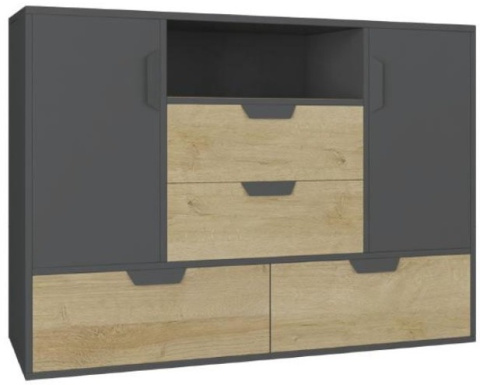 KOMODA MEBLE MŁODZIEŻOWE Z SZUFLADAMI I DRZWIAMI NANO System NA7 Meblar - Grafit / Dąb Riviera PŁYTA LAMINOWANA OBRZEŻA ABS KOMODA MEBLE MŁODZIEŻOWE Z SZUFLADAMI I DRZWIAMI NANO System NA7 Meblar - Grafit / Dąb Riviera PŁYTA LAMINOWANA OBRZEŻA ABS