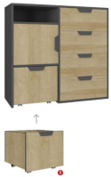 KOMODA Z KONTENERKIEM NA KÓŁKACH I SZUFLADAMI MEBLE MŁODZIEŻOWE NANO System NA8 Meblar - Grafit /Dąb Riviera LAMINAT OBRZEŻA ABS KOMODA Z KONTENERKIEM NA KÓŁKACH I SZUFLADAMI MEBLE MŁODZIEŻOWE NANO System NA8 Meblar - Grafit /Dąb Riviera LAMINAT OBRZEŻA ABS