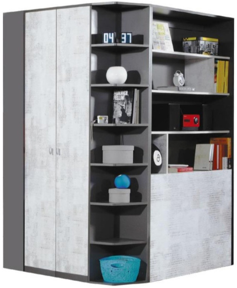 Meblar Szafa Garderoba meble młodzieżowe TABLO System TA1 - Grafit / Enigma płyta laminowana obrzeża ABS oświetlenie w opcji Meblar Szafa Garderoba meble młodzieżowe TABLO System TA1 - Grafit / Enigma płyta laminowana obrzeża ABS oświetlenie w opcji