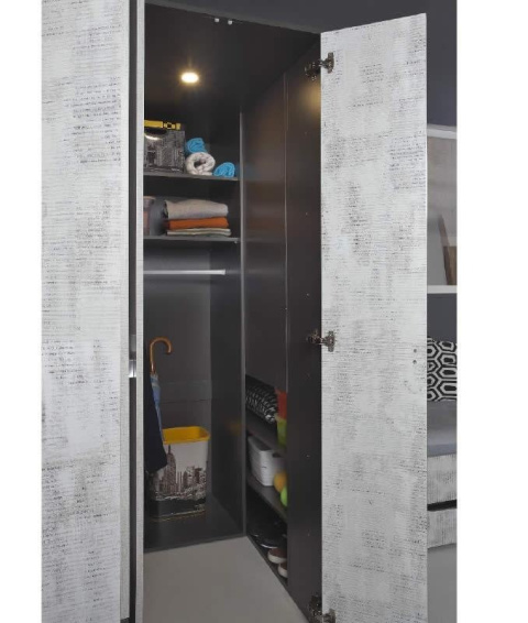 Meblar Szafa Garderoba meble młodzieżowe TABLO System TA1 - Grafit / Enigma płyta laminowana obrzeża ABS oświetlenie w opcji Meblar Szafa Garderoba meble młodzieżowe TABLO System TA1 - Grafit / Enigma płyta laminowana obrzeża ABS oświetlenie w opcji