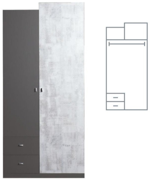 SZAFA DWUDRZWIOWA NA UBRANIA Z SZUFLADAMI TABLO System TA3 Meblar meble młodzieżowe - GRAFIT / ENIGMA LAMINAT obrzeża ABS SZAFA DWUDRZWIOWA NA UBRANIA Z SZUFLADAMI TABLO System TA3 Meblar meble młodzieżowe - GRAFIT / ENIGMA LAMINAT obrzeża ABS