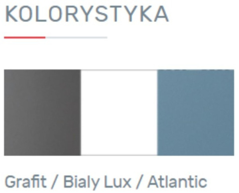 Meblar Meble młodzieżowe Komoda TABLO System TA7 - Grafit / Biały Lux / Atlantic płyta laminowana obrzeża ABS szuflady półki Meblar Meble młodzieżowe Komoda TABLO System TA7 - Grafit / Biały Lux / Atlantic płyta laminowana obrzeża ABS szuflady półki