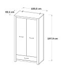 Meble Forte HAVANNA HVNS823-D67 Szafa ubraniowa 2-drzwiowa, drążek ubraniowy, półki, szuflada, Dąb Postarzany Meble Forte HAVANNA HVNS823-D67 Szafa ubraniowa 2-drzwiowa, drążek ubraniowy, półki, szuflada, Dąb Postarzany