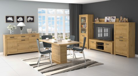 Meble Forte HAVANNA HVNS823-D67 Szafa ubraniowa 2-drzwiowa, drążek ubraniowy, półki, szuflada, Dąb Postarzany Meble Forte HAVANNA HVNS823-D67 Szafa ubraniowa 2-drzwiowa, drążek ubraniowy, półki, szuflada, Dąb Postarzany