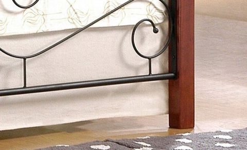 ŁÓŻKO DWUOSOBOWE VIOLETTA 160 cm drewno lite CZEREŚNIA ANTYCZNA / CZARNY metal ze stelażem HALMAR DO SYPIALNI ŁÓŻKO DWUOSOBOWE VIOLETTA 160 cm drewno lite CZEREŚNIA ANTYCZNA / CZARNY metal ze stelażem HALMAR DO SYPIALNI