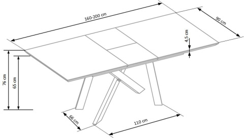 Halmar stół CAPITAL 2 rozkładany 160-200x90 blat MDF okleina naturalna - dąb naturalny nogi stal malowana proszkowo - czarny Halmar stół CAPITAL 2 rozkładany 160-200x90 blat MDF okleina naturalna - dąb naturalny nogi stal malowana proszkowo - czarny