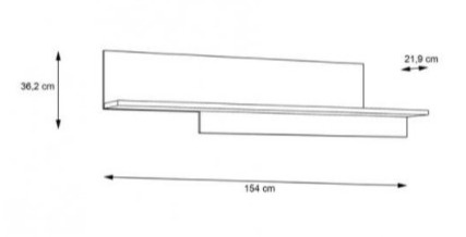 Forte HAYATO HYTB011L-M215 Półka wisząca Świerk Alpejski/Czarny Forte HAYATO HYTB011L-M215 Półka wisząca Świerk Alpejski/Czarny