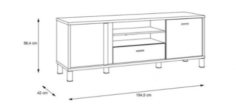 Forte HAYATO HYTT231R-M215 Szafka RTV - szeroka, półki, szuflada, Świerk Alpejski / Czarny Forte HAYATO HYTT231R-M215 Szafka RTV - szeroka, półki, szuflada, Świerk Alpejski / Czarny