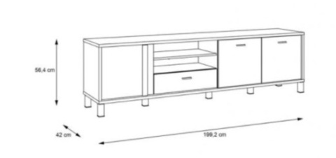 Forte HAYATO HYTT241R-M215 Szafka RTV - szeroka, półki, szuflada, Świerk Alpejski / Czarny Forte HAYATO HYTT241R-M215 Szafka RTV - szeroka, półki, szuflada, Świerk Alpejski / Czarny