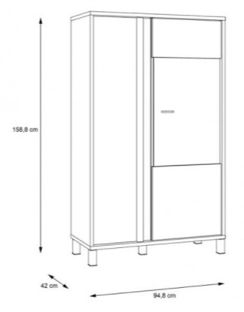 Forte HAYATO HYTV521R-M215 Witryna P - niska, przeszklona, Świerk Alpejski / Czarny Forte HAYATO HYTV521R-M215 Witryna P - niska, przeszklona, Świerk Alpejski / Czarny