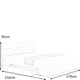 HALMAR łóżko dwuosobowe MERIDA z szufladą tapicerka tkanina beżowy 160x200 drewno lite naturalny