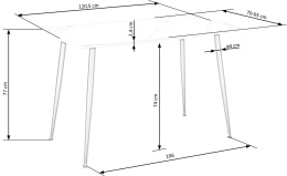 STÓŁ PROSTOKĄTNY 120x70 MARCO biały marmur / czarny HALMAR BLAT SZKŁO MDF LAKIEROWANY NOGI STAL MALOWANA