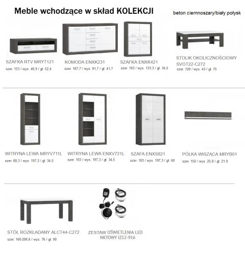 Meble Forte LENNOX NEW ALCT44-C272 Stół rozkładany Biały/Szary Meble Forte LENNOX NEW ALCT44-C272 Stół rozkładany Biały/Szary