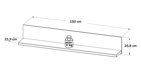 Meble Forte LENNOX NEW MRYB01-C272 Półka wisząca Biały/Szary Meble Forte LENNOX NEW MRYB01-C272 Półka wisząca Biały/Szary