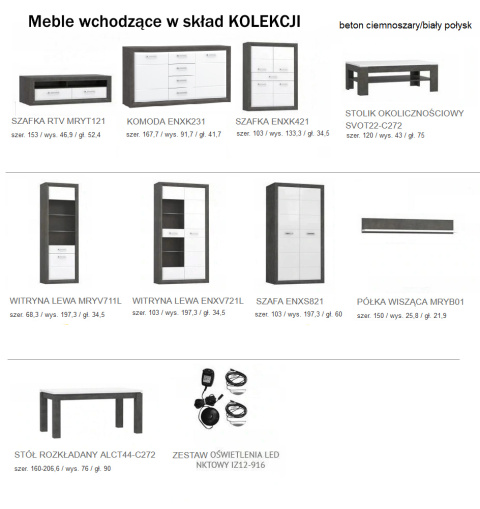 Meble Forte LENNOX NEW MRYV711L-C275 Witryna L Biały/Szary Meble Forte LENNOX NEW MRYV711L-C275 Witryna L Biały/Szary