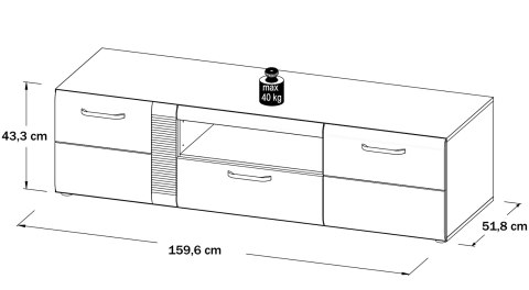 Meble Forte LOCARNO LCRT131-N92 Szafka RTV półki szuflady Dąb/Szary Meble Forte LOCARNO LCRT131-N92 Szafka RTV półki szuflady Dąb/Szary