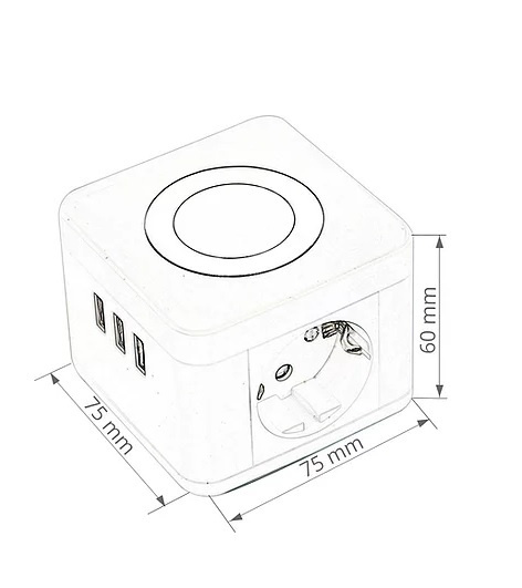 Fun Desk Uniwersalny przedłużacz sieciowy Logan Inc WS2-1.5 USB + ładowanie indukcyjne Fun Desk Uniwersalny przedłużacz sieciowy Logan Inc WS2-1.5 USB + ładowanie indukcyjne