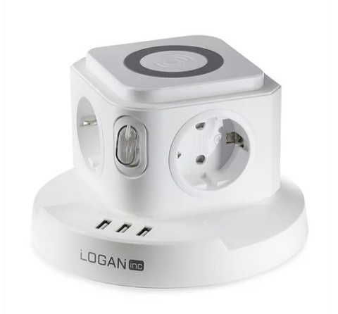 Fun Desk Uniwersalny przedłużacz sieciowy Logan Inc WS4-2 USB + ładowanie indukcyjne Fun Desk Uniwersalny przedłużacz sieciowy Logan Inc WS4-2 USB + ładowanie indukcyjne