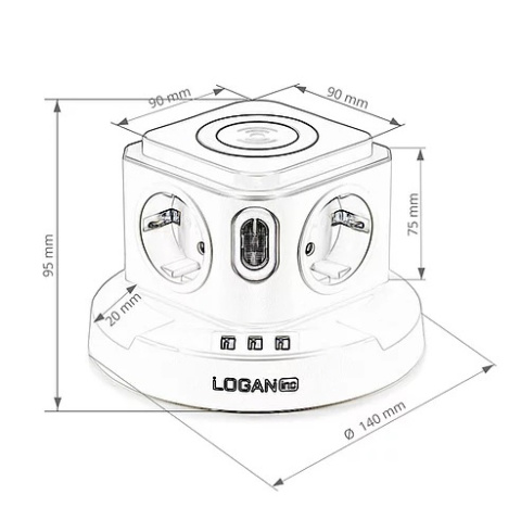 Fun Desk Uniwersalny przedłużacz sieciowy Logan Inc WS4-2 USB + ładowanie indukcyjne Fun Desk Uniwersalny przedłużacz sieciowy Logan Inc WS4-2 USB + ładowanie indukcyjne