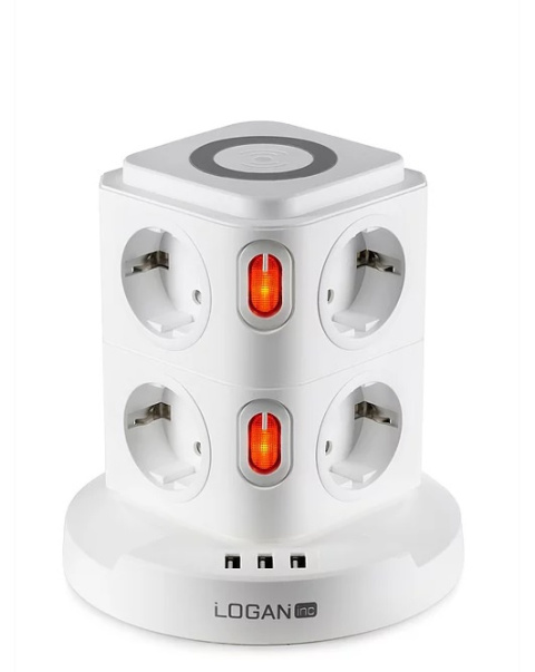 Fun Desk Uniwersalny przedłużacz sieciowy Logan WS8-2 USB + ładowanie indukcyjne Fun Desk Uniwersalny przedłużacz sieciowy Logan WS8-2 USB + ładowanie indukcyjne