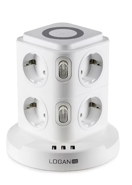 Fun Desk Uniwersalny przedłużacz sieciowy Logan WS8-2 USB + ładowanie indukcyjne Fun Desk Uniwersalny przedłużacz sieciowy Logan WS8-2 USB + ładowanie indukcyjne