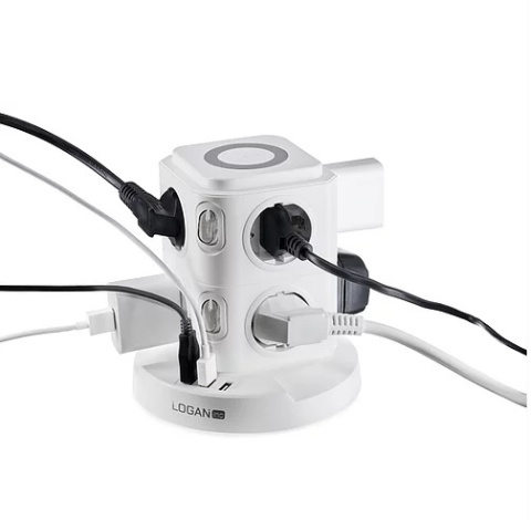 Fun Desk Uniwersalny przedłużacz sieciowy Logan WS8-2 USB + ładowanie indukcyjne Fun Desk Uniwersalny przedłużacz sieciowy Logan WS8-2 USB + ładowanie indukcyjne