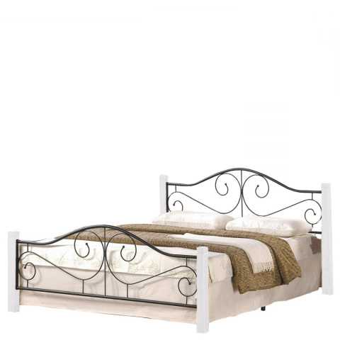 HALMAR łóżko VIOLETTA 160x200 lite drewno biały / stal malowana czarny ze stelażem HALMAR łóżko VIOLETTA 160x200 lite drewno biały / stal malowana czarny ze stelażem