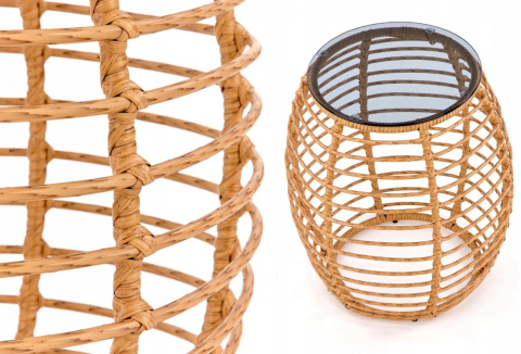 Halmar BARREL ława rattan synt. naturalny-czarny Halmar BARREL ława rattan synt. naturalny-czarny