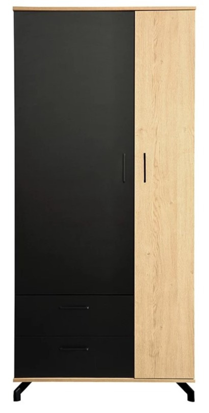 SZAFA NA UBRANIA MEBLAR MŁODZIEŻOWA MADISON System MD1 - czarny / dąb biszkoptowy płyta laminowana dla nastolatka dla dziecka SZAFA NA UBRANIA MEBLAR MŁODZIEŻOWA MADISON System MD1 - czarny / dąb biszkoptowy płyta laminowana dla nastolatka dla dziecka
