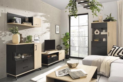 SZAFA REGAŁ Z SZUFLADĄ MADISON System MD2 Meblar czarny /dąb biszkoptowy PŁYTA LAMINOWANA OBRZEŻA ABS DLA DZIECKA DO SYPIALNI SZAFA REGAŁ Z SZUFLADĄ MADISON System MD2 Meblar czarny /dąb biszkoptowy PŁYTA LAMINOWANA OBRZEŻA ABS DLA DZIECKA DO SYPIALNI