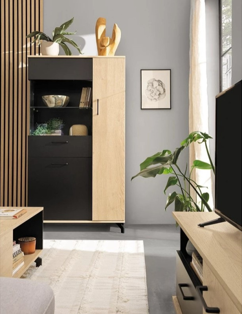 WITRYNA REGAŁ MŁODZIEŻOWY MEBLAR MADISON System MD3 - czarny / dąb biszkoptowy PŁYTA LAMINOWANA OBRZEŻA ABS DO POKOJU DO SALONU WITRYNA REGAŁ MŁODZIEŻOWY MEBLAR MADISON System MD3 - czarny / dąb biszkoptowy PŁYTA LAMINOWANA OBRZEŻA ABS DO POKOJU DO SALONU