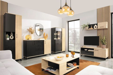 WITRYNA REGAŁ MŁODZIEŻOWY MEBLAR MADISON System MD3 - czarny / dąb biszkoptowy PŁYTA LAMINOWANA OBRZEŻA ABS DO POKOJU DO SALONU WITRYNA REGAŁ MŁODZIEŻOWY MEBLAR MADISON System MD3 - czarny / dąb biszkoptowy PŁYTA LAMINOWANA OBRZEŻA ABS DO POKOJU DO SALONU