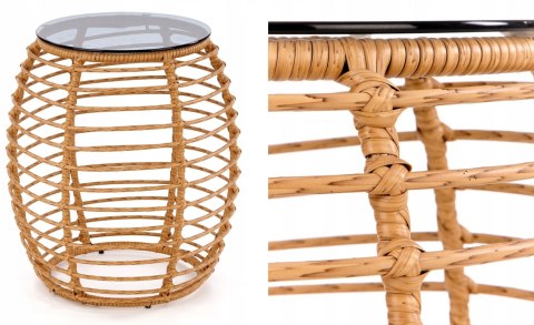 Halmar BARREL ława rattan synt. naturalny-czarny Halmar BARREL ława rattan synt. naturalny-czarny