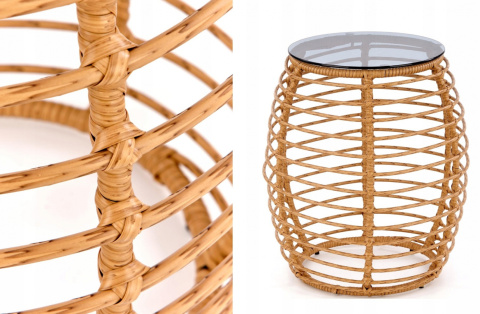 Halmar BARREL ława rattan synt. naturalny-czarny Halmar BARREL ława rattan synt. naturalny-czarny