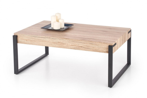 Halmar CAPRI ława MDF laminat dąb sanremo / nogi stal malowana proszkowo czarny 110x64 Halmar CAPRI ława MDF laminat dąb sanremo / nogi stal malowana proszkowo czarny 110x64