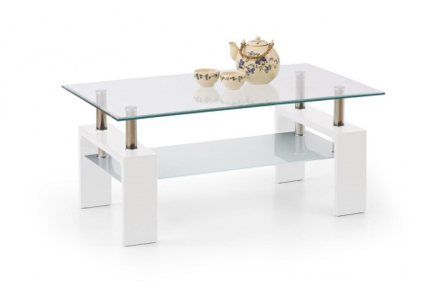 Halmar ława szkłana DIANA INTRO prostokątna biała MDF laminowany szkło bezbarwny z półką 100x60 Halmar ława szkłana DIANA INTRO prostokątna biała MDF laminowany szkło bezbarwny z półką 100x60
