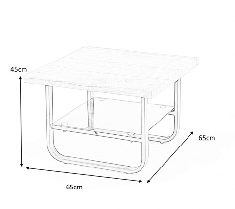 Halmar ława stolik ESPINOZA KWADRAT MDF okleinowany dąb naturalny półka szkło stal malowana czarny 65x65 Halmar ława stolik ESPINOZA KWADRAT MDF okleinowany dąb naturalny półka szkło stal malowana czarny 65x65
