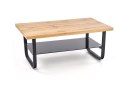 Halmar ława ESPINOZA PROSTOKĄT 110x65 MDF okleinowany dąb naturalny szkło stal malowana proszkowo czarny z półką Halmar ława ESPINOZA PROSTOKĄT 110x65 MDF okleinowany dąb naturalny szkło stal malowana proszkowo czarny z półką