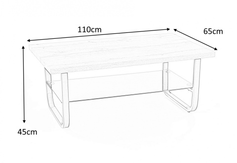 Halmar ława ESPINOZA PROSTOKĄT 110x65 MDF okleinowany dąb naturalny szkło stal malowana proszkowo czarny z półką Halmar ława ESPINOZA PROSTOKĄT 110x65 MDF okleinowany dąb naturalny szkło stal malowana proszkowo czarny z półką