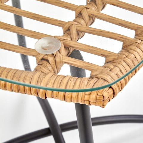 Halmar ława INDIRA szkło bezbarwny stal malowana proszkowo czarny / naturalny rattan synt. Halmar ława INDIRA szkło bezbarwny stal malowana proszkowo czarny / naturalny rattan synt.
